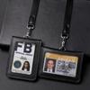 High Quality Genuine Leather Badge Holder Formal Work ID Card Name Tag Case with Lanyard