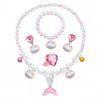 Sweet Style Necklace Bracelet Earrings Set Beaded Pendant Princess Jewelry Set  for Children