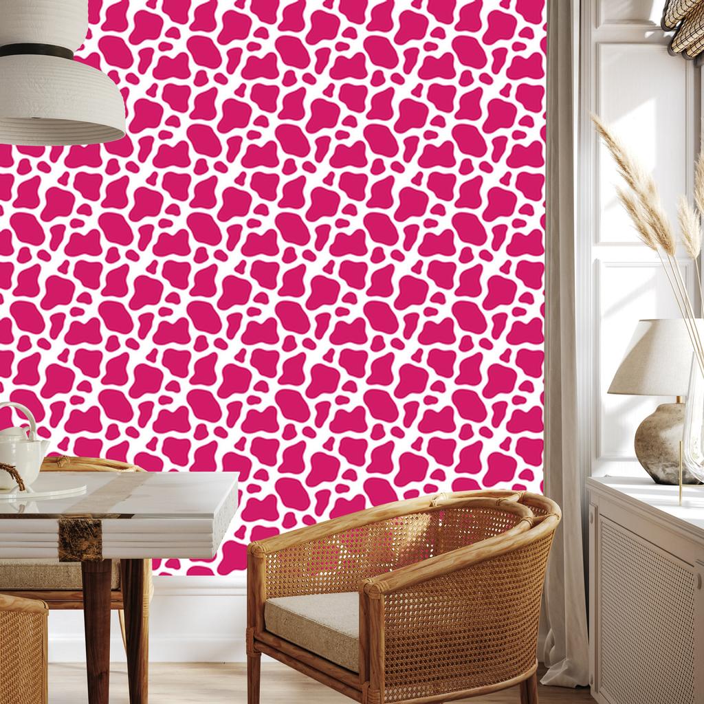 Cow Patches Wallpaper, purple and powder pink, powder pink background, 50x1000