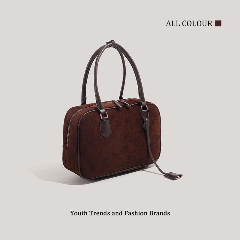 Autumn and winter new bowling matte texture suede suede simple handbag commuter retro bag