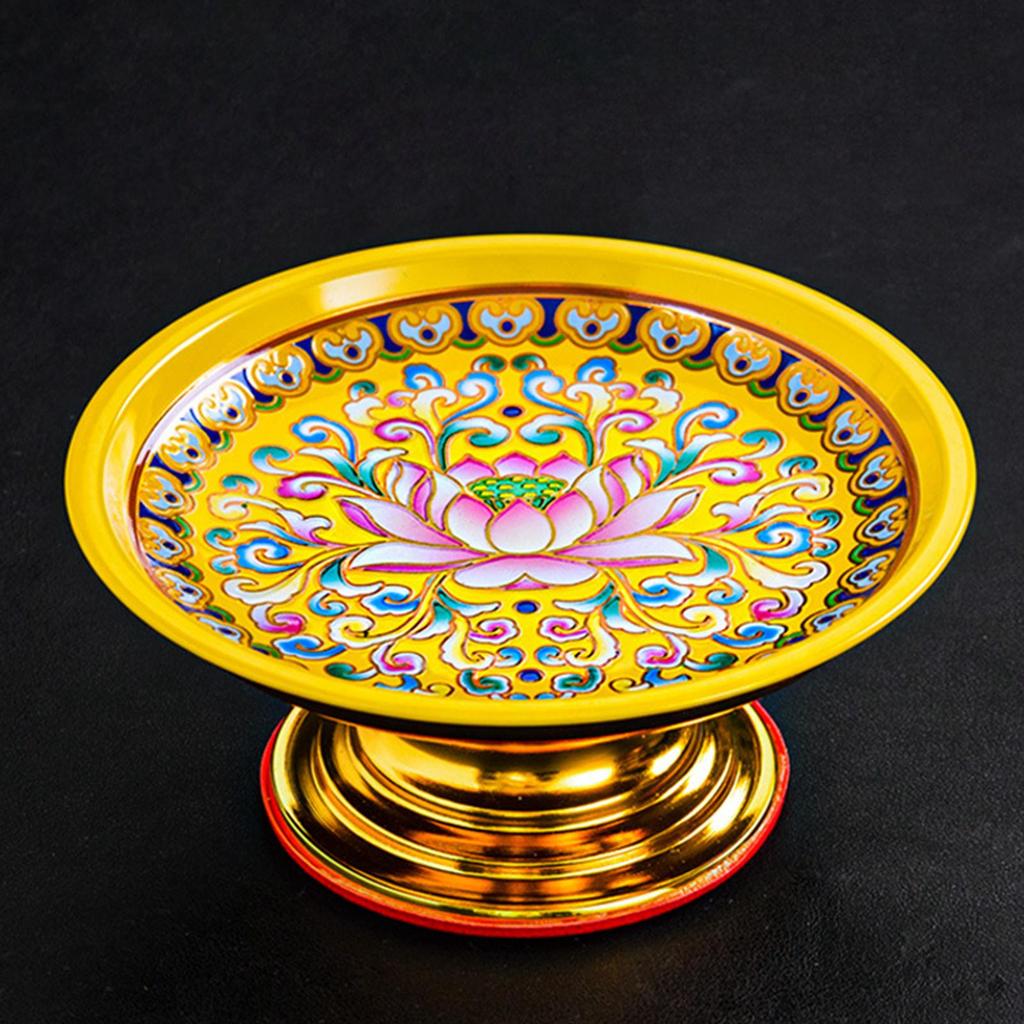 Alloy Temple Tray Easy to Fill Buddhist Decoration Chinese Style 7 Inch