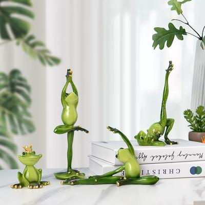 Self Disciplined Yoga Frog Pastoral Resin Crafts Decorations TV Cabinets Foyer Wine Cabinets Animal Fun Atmosphere Ornaments