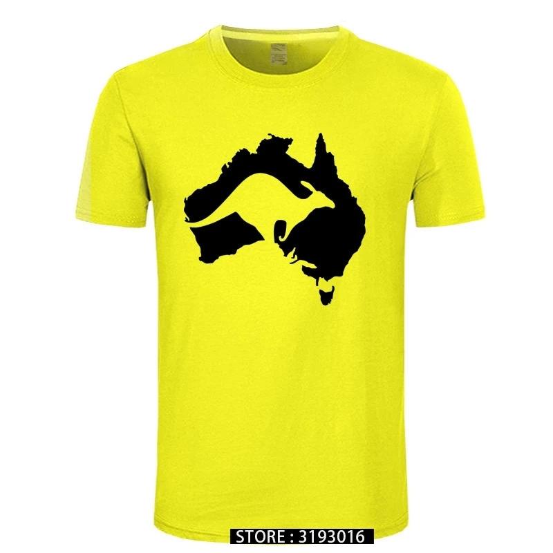 Cool Australia Map Kangaroo T Shirt Men Cotton Oneck Hip Hop Tops Harajuku Streetweaarr Australia Tshirt