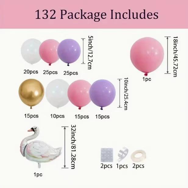 Purple Pink Latex Balloon Set Wedding Girl Birthday Party Arrangement Set Decoration