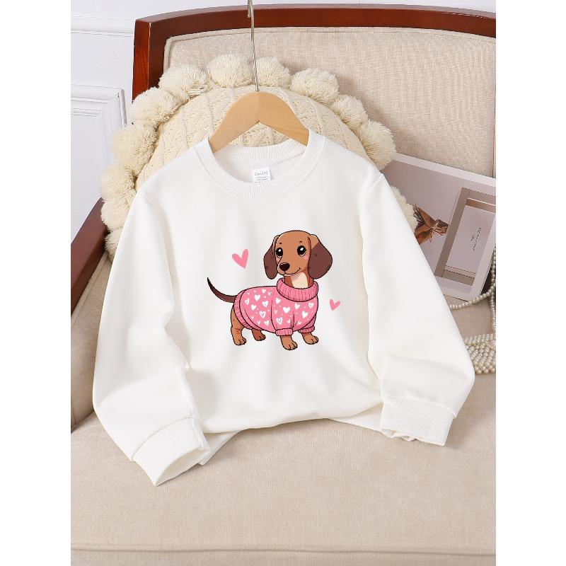 European sizes Kids' Casual Printed Round Neck Pullover, Kids' Fashion Round Neck Sweatshirt with Adorable Animal Prints, Casual Comfortable