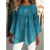 Plus Size Women's Round Neck T-Shirt • New Summer/Autumn Fashion • Simple and Comfortable • Mid-Length Sleeves • Asymmetrical Hem