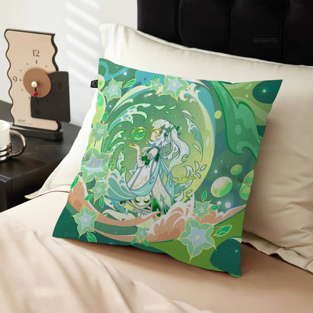 Genshin Impact Kawaii Anime Nahida Cushion Cover Polyester Sofa Cushions Decorative Throw Pillows Home Decoration Pillowcover