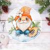 2D Metal Wind Chime with Festive Gnome and Cantaloupe Design Outdoor Garden Decor for Home Wedding Birthday Christmas Gift