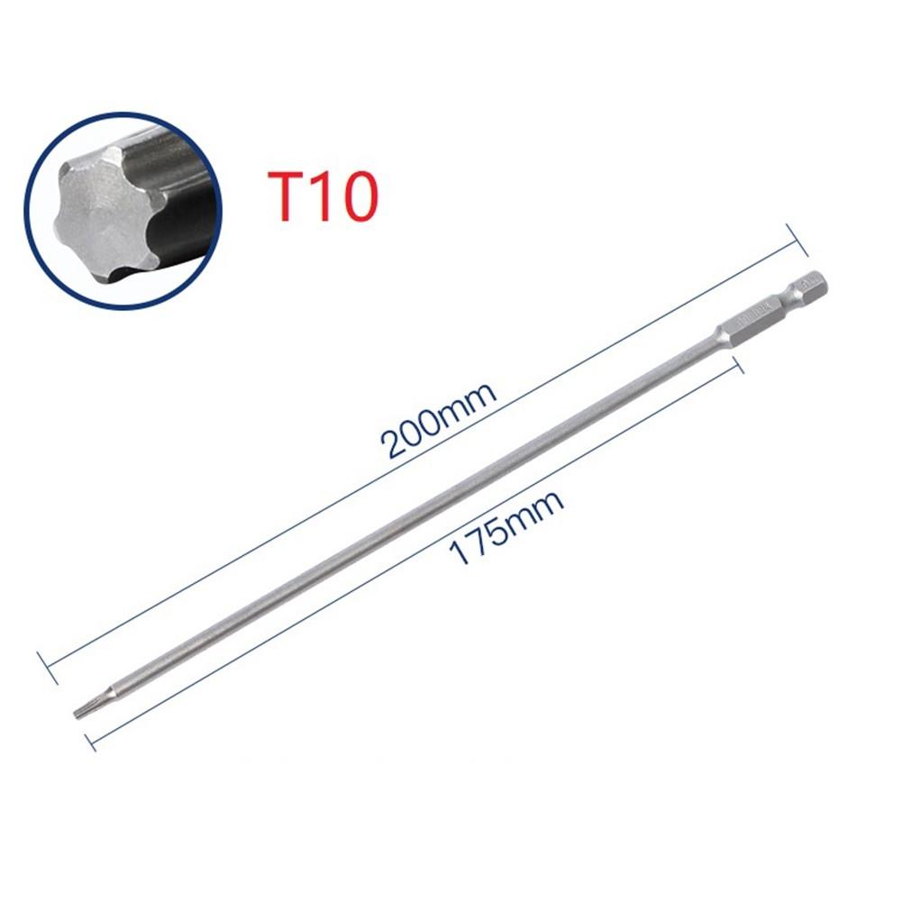 T10 Alloy Steel Screwdriver Bit T15 T20 1/6pc 200mm