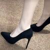 Fashion 2025 Women's Fashion Slim Heel Shoes Autumn New Pointed Head Shallow Mouth Suede Anti-slip Wear-resistant High Heels
