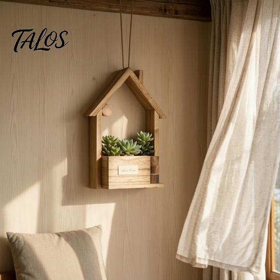 Wooden Wall Vase Planter, Creative Hanging Flower Pot Basket for Indoor Plants Mounted Planter Cafe Faux Flowers, Rustic Decor Living Room Balcony