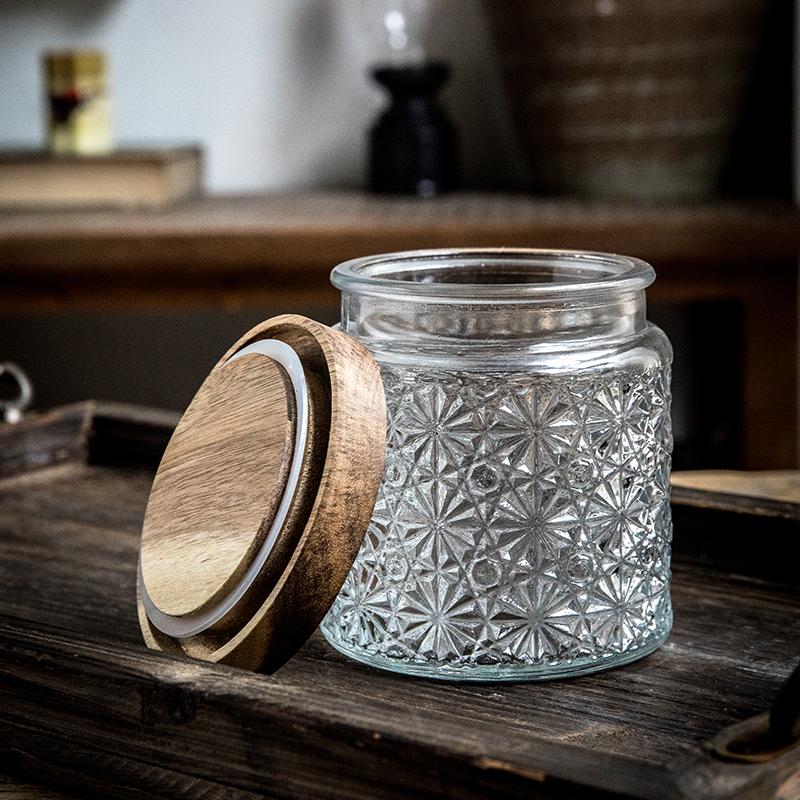 Vintage Glass Storage Jars with Lid Airtight Seal for Snacks Dry Food Kitchen Pantry Organization