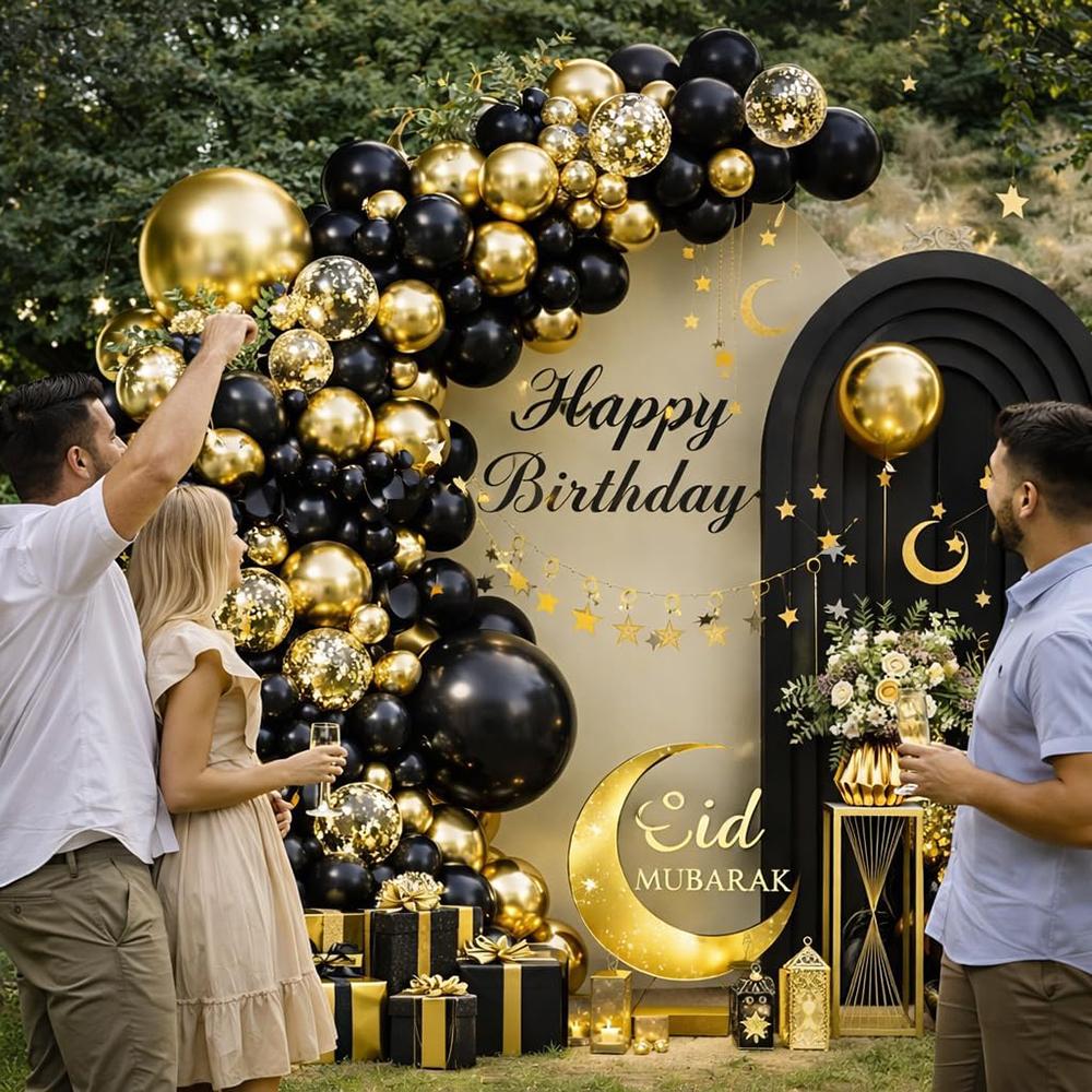 Metal Gold Confetti Balloons Garland Black Gold Ballon Arch Kit Birthday Party Baby Shower New Year Graduation Decoration Globos