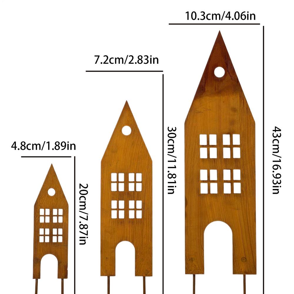 Metal Deer/castle Stakes Decorative Garden Iron Sticks Art Ornament For Outdoor Farmhouse Lawn Christmas Backyard Porch
