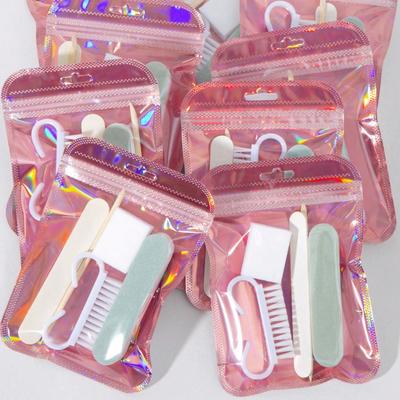 Mini Nagelfeile und Orangenholzstäbchen Set, Doppelseitiger Nagelhautschieber aus Holz, Nailart-Pinsel, Tech-Zubehör für DIY Nagelpolitur-Pflege