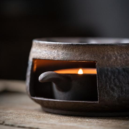 Ceramic Tea Warmer Candle Heating Stove with Pot Holder Aromatherapy Diffuser for Tea Warming Scent Release Home Office Meditation Decor
