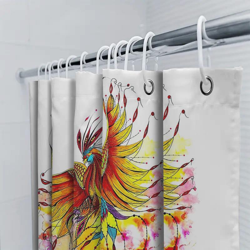 Phoenix Shower Curtain Artistic Bird Wall Tapestry Home Decor Bathroom Set Waterproof Modern Abstract Nature Wall Hanging Gift