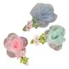 Hairpin Organza Flower Hair Clip with Hand-Crocheted Petals Leaves Sweet Style Bang Hair Pin Hair Accessories