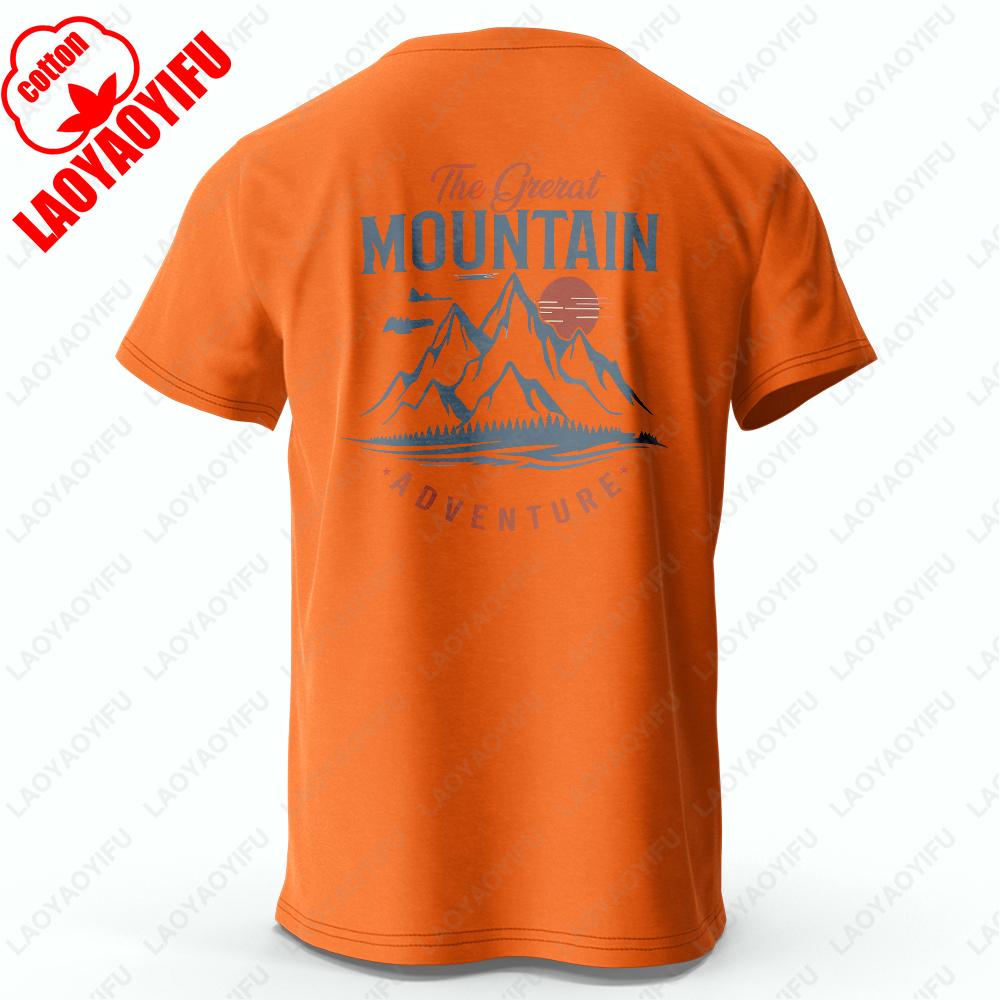Herren Wandern Outdoor T-Shirt mit doppeltem Druckdesign Baumwoll-T-Shirts für Männer Frauen Unisex Erwachsene Sportbekleidung Bedruckte T-Shirt-Tops