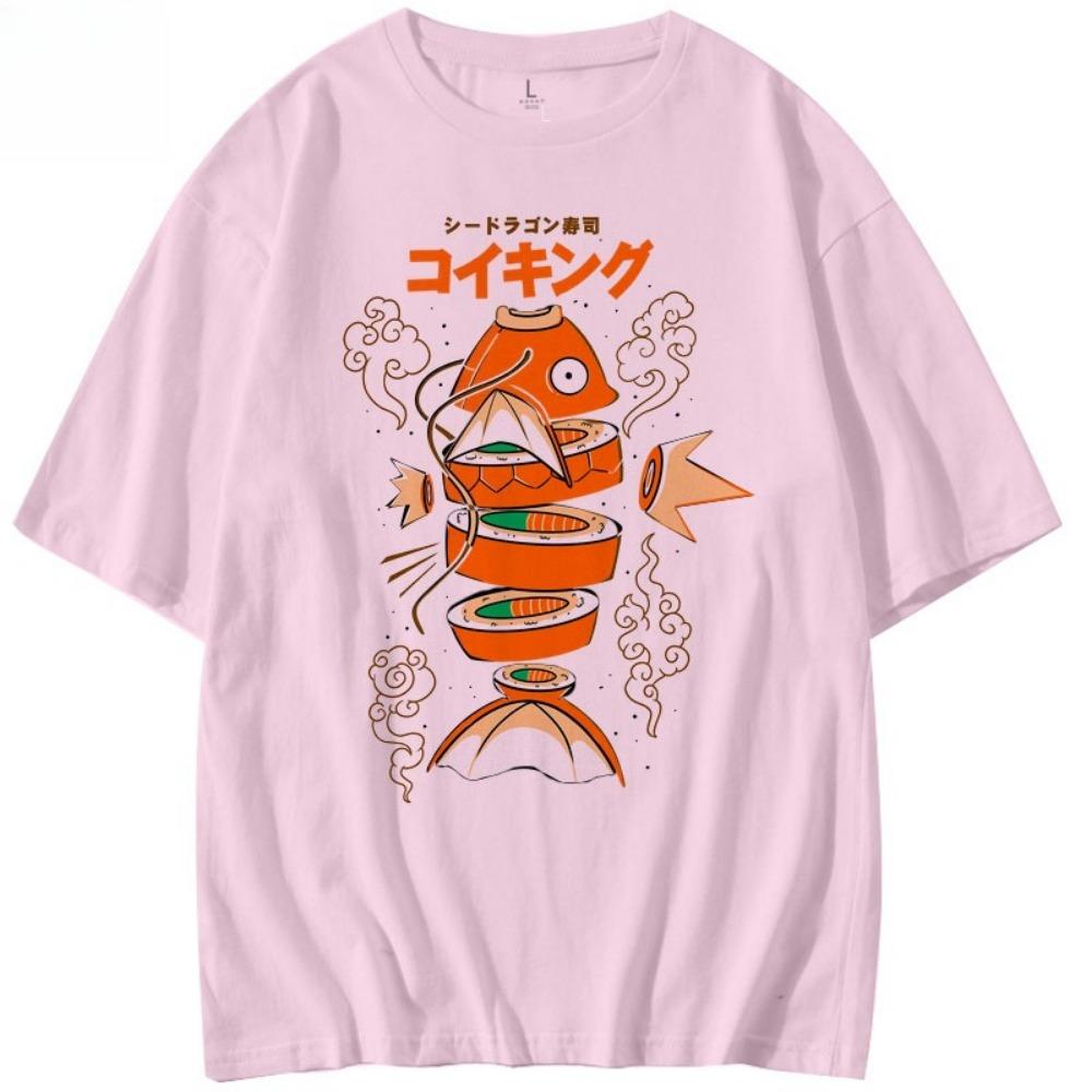 Pocket Monsters King Carp Kortärmad Bomulls-T-shirt Lös Sommaröverdel för Män och Kvinnor