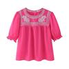Spring/Summer 2025 Women's Embroidered Slim Fit Short Sleeve Top