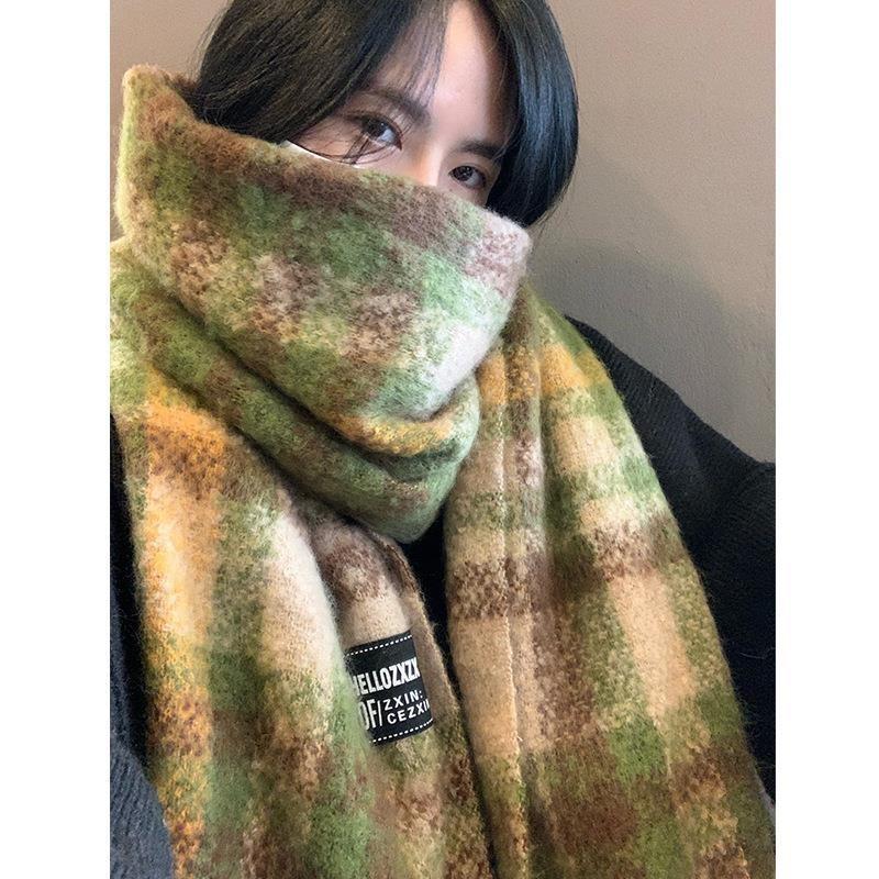 Imitation mohair scarf female winter student warm versatile fashion patch scarf shawl male