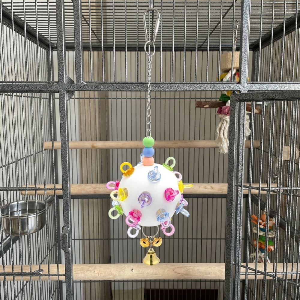 Detachable Bird Cage Toy with Bell Parrots Chew Swing Funny Hanging Foraging Ball Beak Exercise