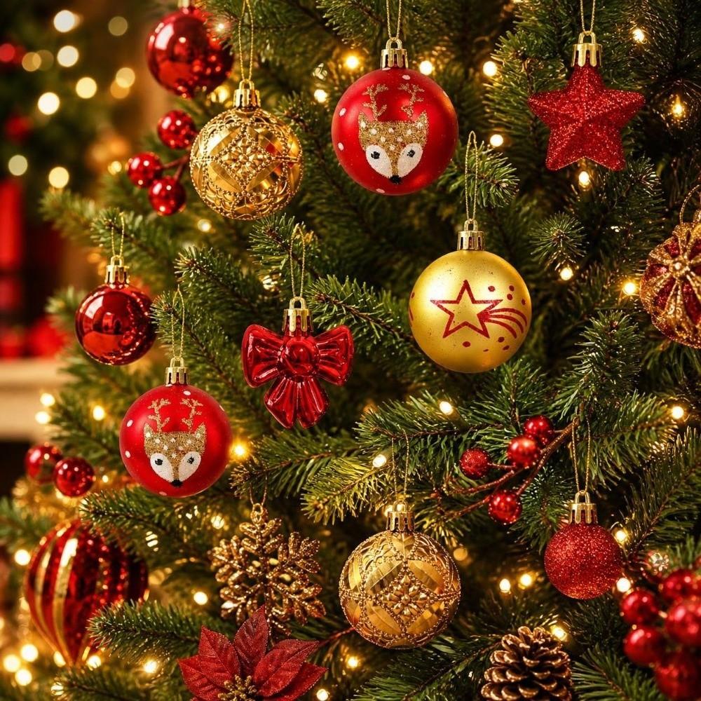 35Pcs/Set 6CM Christmas Ball Shiny Xmas Baubles Durable Xmas Ornament Ball  Home
