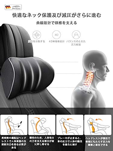 Meikaso Memory Foam Lumbar Support Cushion, Breathable, Neck Pad, Car Neck Cushion, Headrest, 100D High Density Memory Foam, Lumbar Support, Backrest,