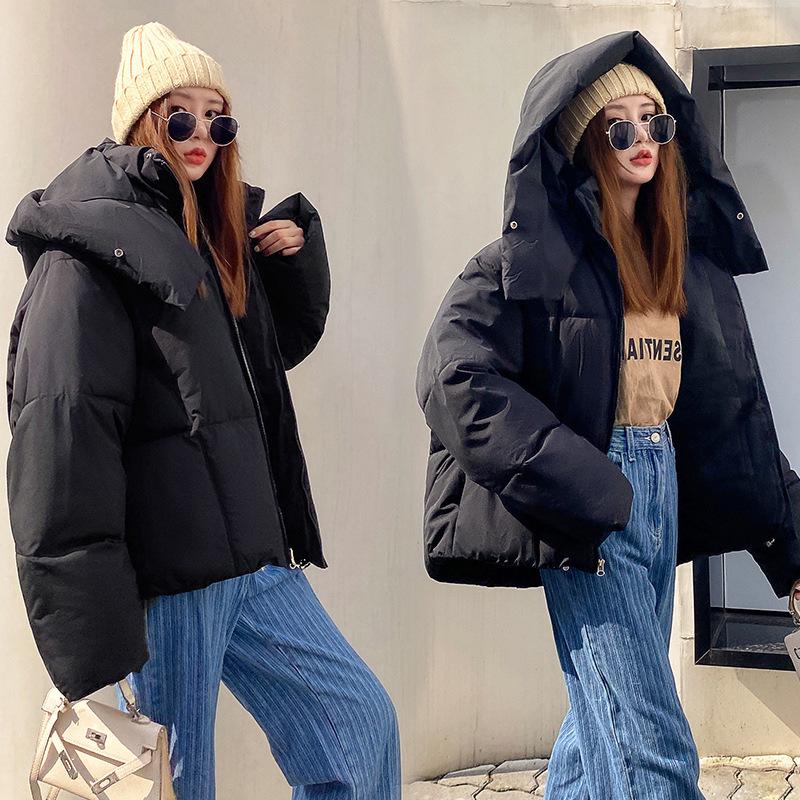 2025 Women's Autumn Winter Short Loose Cotton-Padded Jacket - College Style, Thickened, Candy Colors