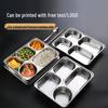 Food-Grade 304 Stainless Steel Four-Compartment Meal Tray