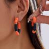 Trendy Halloween Colorful Striped Ear Loops Earrings for Women Orange Black Twist Round Circle Earrings Holiday Party Jewelry