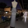 Silver Strappy Bodycon Evening Gown - Long Birthday Banquet Dress
