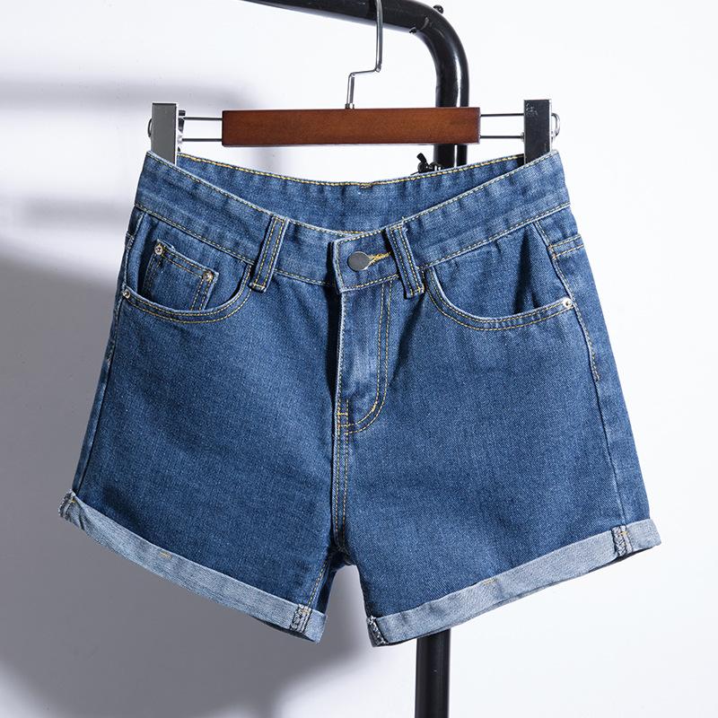 High-waisted Denim Shorts for Women In Summer Students Loose Curly Edges To Make Them Look Slim A-line Wide-leg Pants Korean Version
