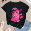 Women's Casual Halloween Breast Print T-Shirt Round Neck Pullover Short Sleeve Top