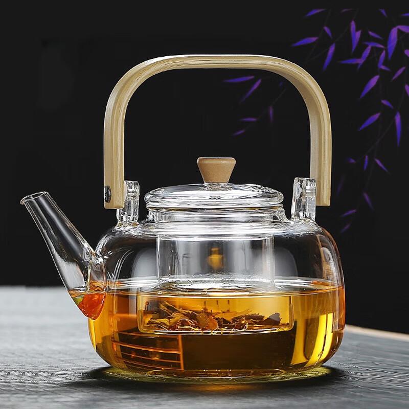 

High-Temperature Glass Teapot with Bamboo Handle
