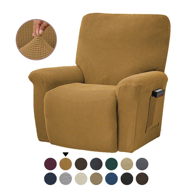 European Style Recliner Stretch Sofa Cover Charcoal Thickened Fleece Recliner Protection Pad Non-slip Furniture Cover