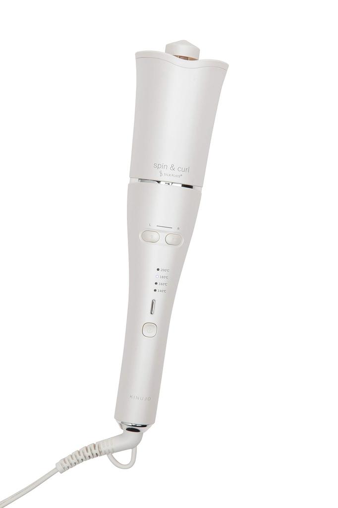 curling spin curl KINUJO Silk plate premium model white color curling iron [Overseas compatible/automatic iron] &