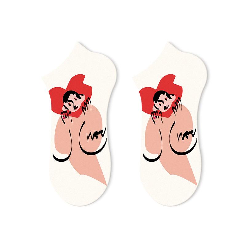 5 Pairs of Women's Summer Thin Shallow Mouth Lovely Breathable Short Boat Socks