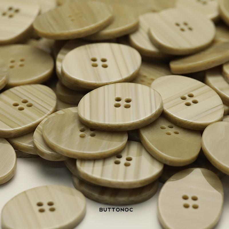 Four-Eye Oval Wood Grain Resin Button Women'S Coat Coat Button Double-Sided Woolen Clothing Button