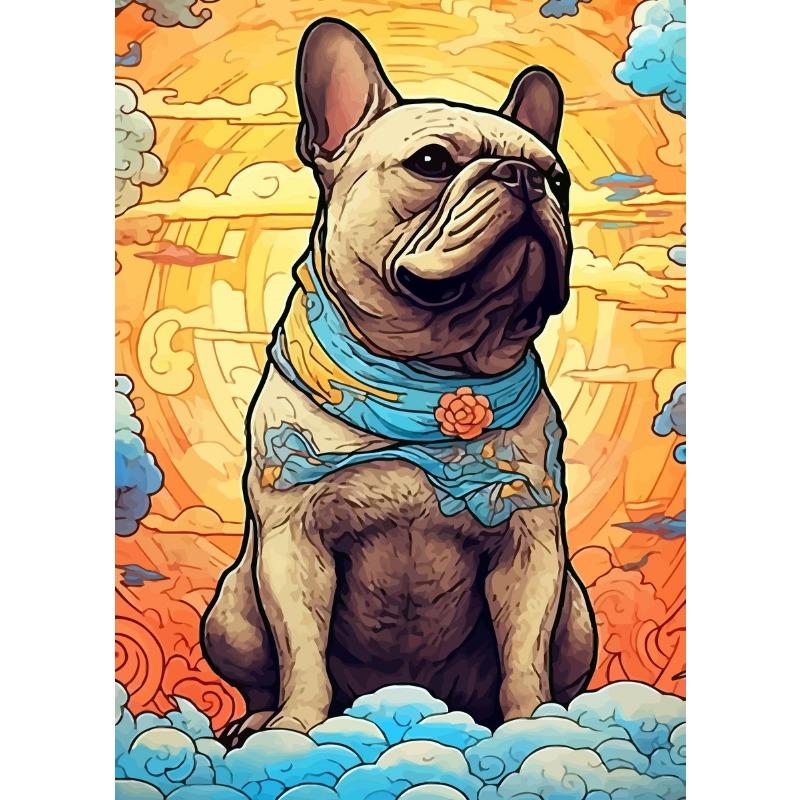 The French Bulldogs Vintage Poster Canvas Prints Ukiyoe Bulldogs Wall Art Decor Aesthetic Prints Dog Home Room Wall Decoration