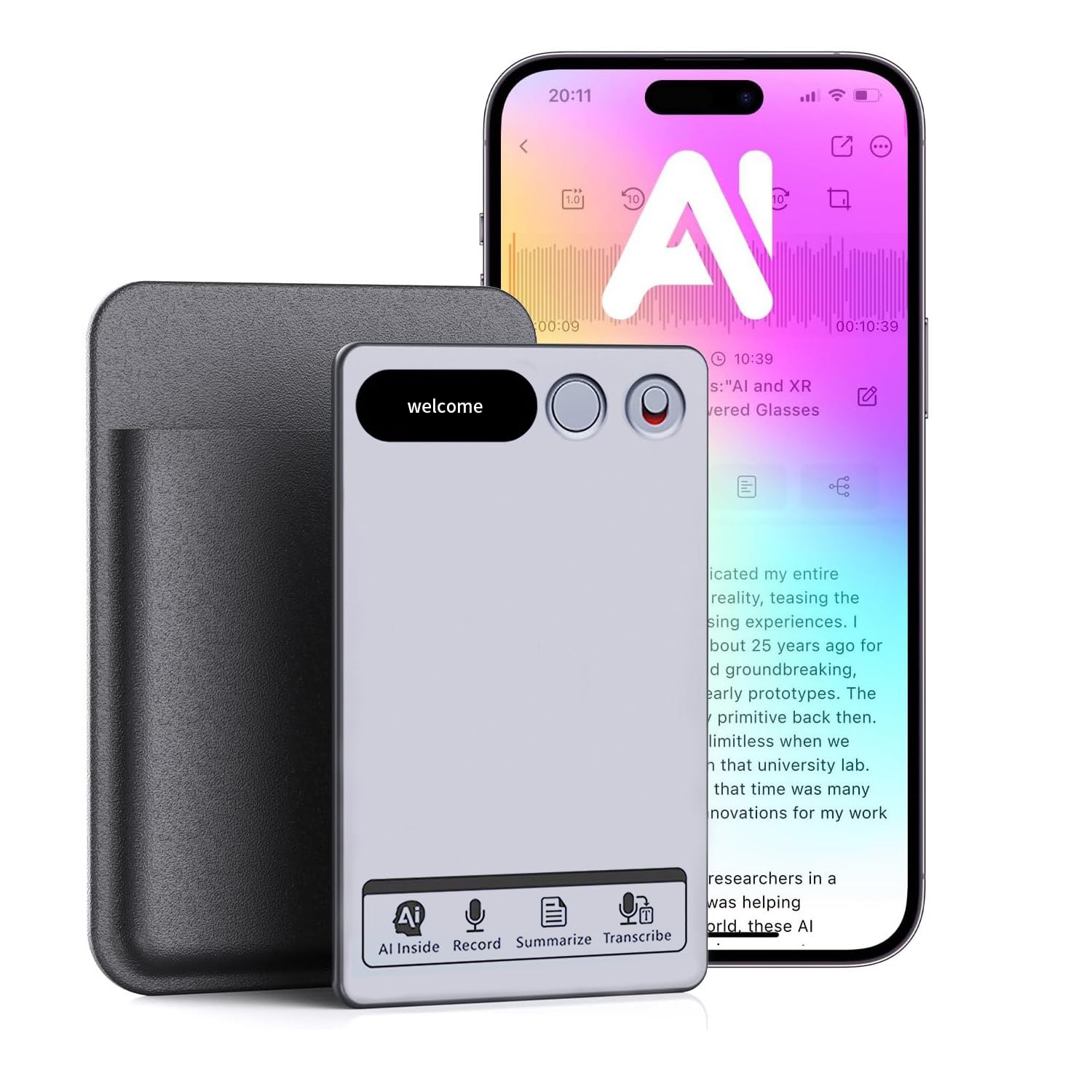 

eppfun AI Voice Recorder with Standard and Call Recording 64GB 30 Hours of Continuous AI Voice Automatic Minute Bluetooth Compatible with iPhone Ideal