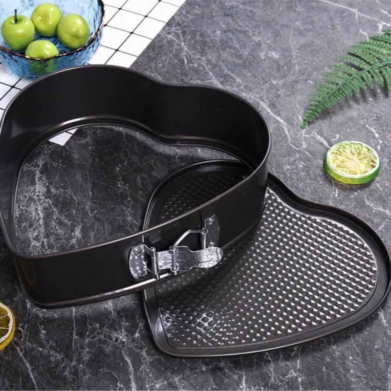 1PC non-stick heart-shaped buckle cake mold, round carbon steel belt buckle cake mold, mousse baking tool, cake baking pan