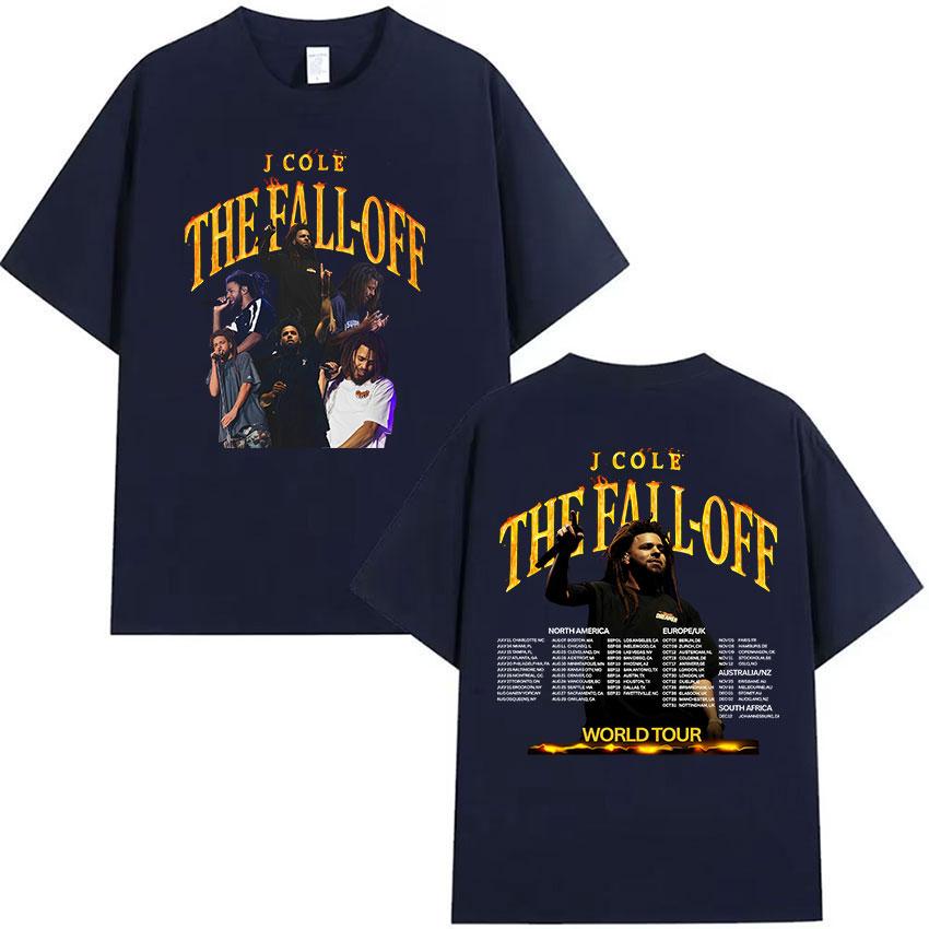 J.Cole The Fall Off Světové turné 2026 Grafické tričko Unisex Hip Hop Popová hudba Krátký rukáv Vintage bavlněná trička Streetwear