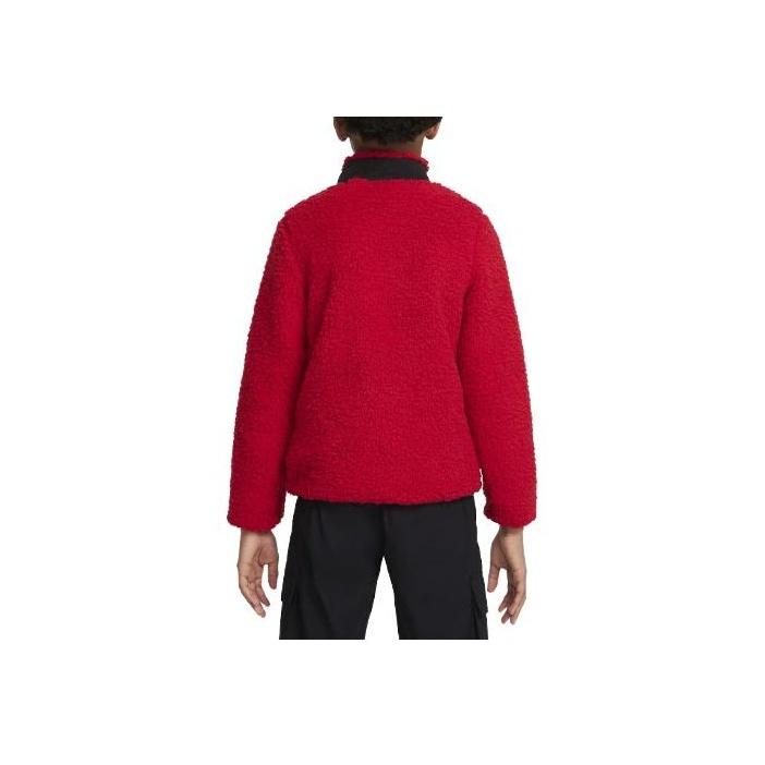 Jordan Color Block Logo Letter Print Fleece Jacket Kids Jackets Fitness-Red DO3646-687