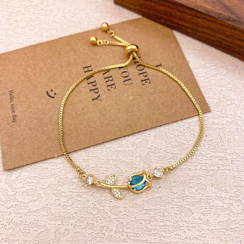 New Style Tulip and Rose Adjustable Bracelet for Women, Fashionable and Niche Design, Great Gift for Birthdays