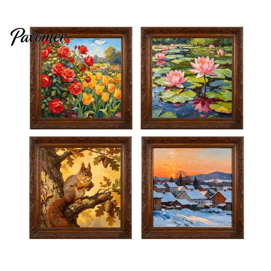 Easy Install Window Decor for Beginners 4Pcs Four Seasons Landscape Wall Sticker, Waterproof PVC Decorative Modern Scenery Decorations Office