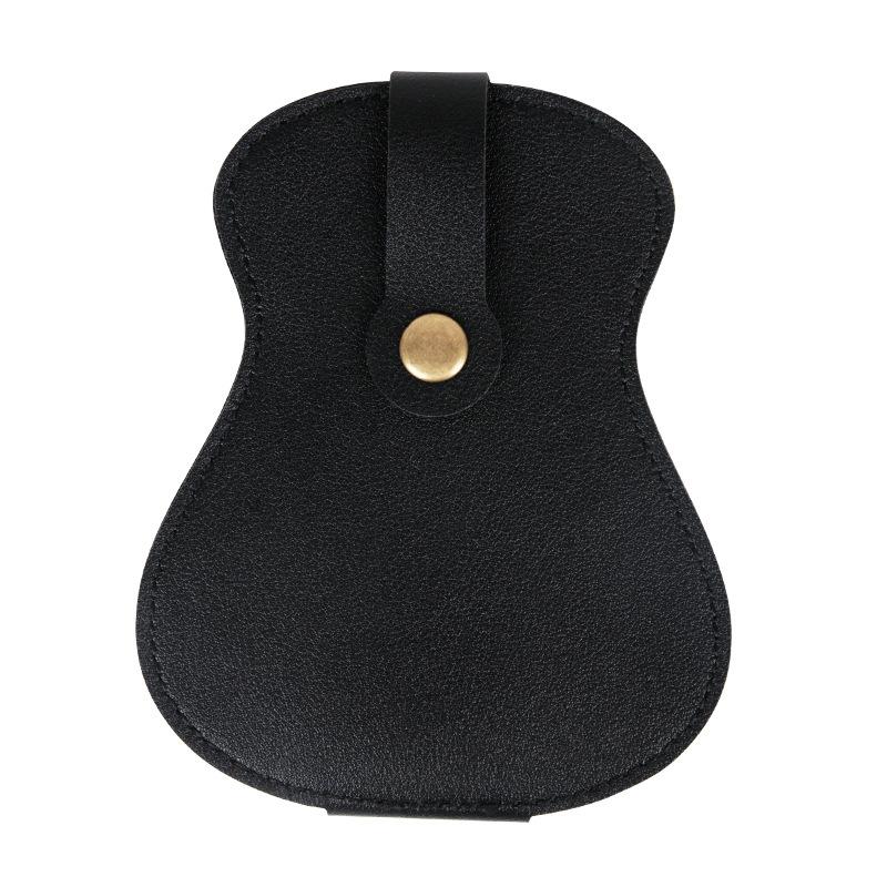 1pc Guitar Pick Storage Case-18 Picks Capacity,PU Leather Guitar-Shaped Design with Retro Style,Guitar Pick Storage Bag Portable