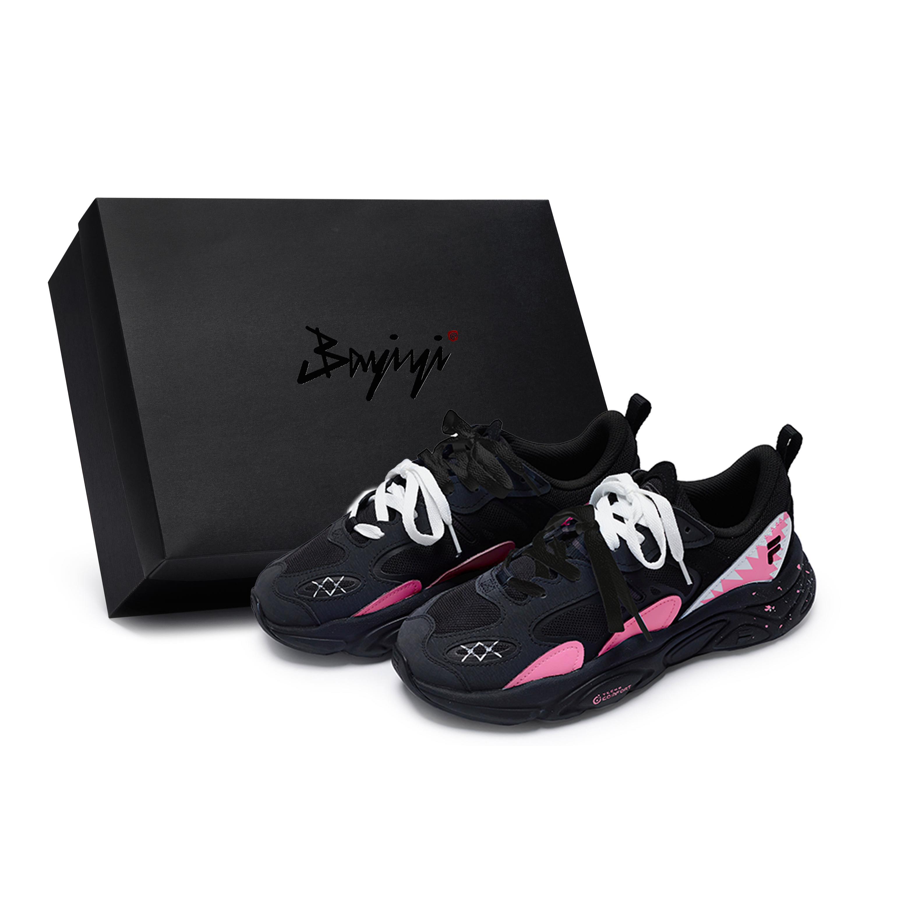 FILA Waterproof And Moisture Wicking Low top Casual Shoes Men s Black Rose Red White F12M141116FBK(Team80-SBOX) 44.5
