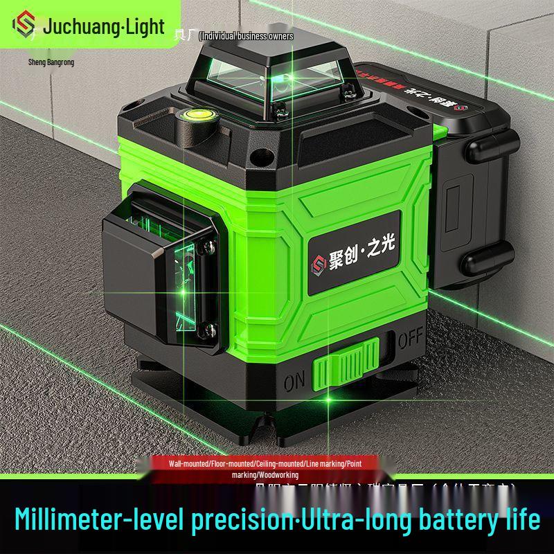 Green Light 8/12/16 Laser High-Precision Red Infrared Level for Outdoor Wall and Floor Mounting
